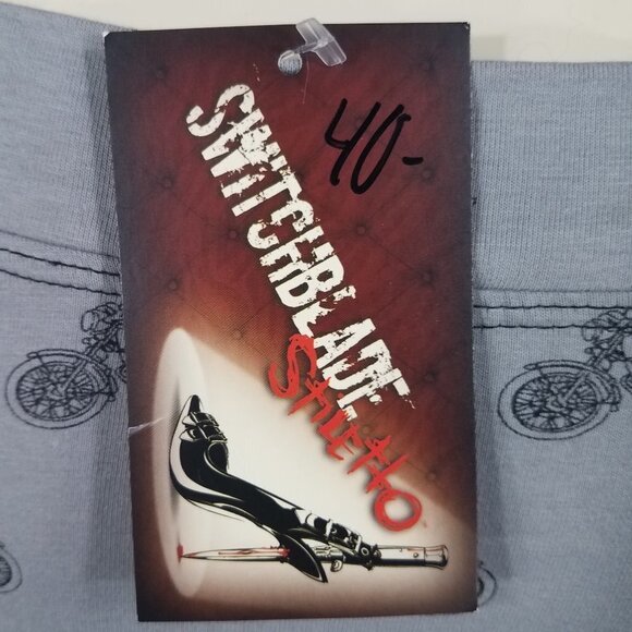NWT Switchblade Stiletto gray motorcycle print off the shoulder blouse Medium - Picture 5 of 9
